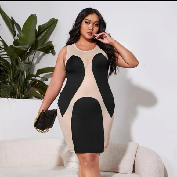 NEW Two Tone Bodycon Dress - Picture 1 of 5